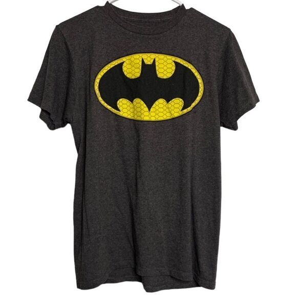 Batman Bat Signal Short Sleeve Shirt Grey Yellow Size XXL - Picture 2 of 5